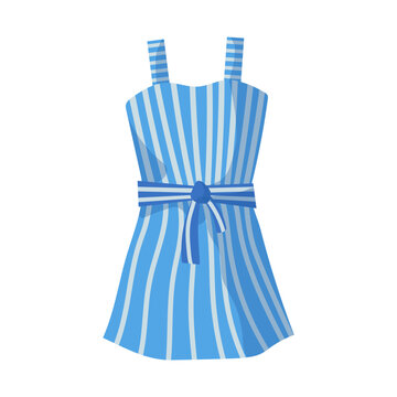 blue striped dress with belt clip art preview