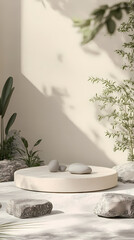 Modern minimalist platform with natural elements