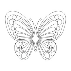 contour butterfly on white background for coloring page