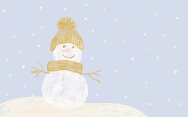 金色のマフラーを巻いた雪だるま