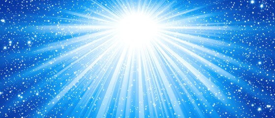 Bright blue sky with a white sun shining through the clouds