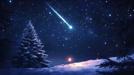 Naklejka premium Shooting star and night sky at Christmas