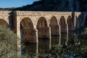 Fototapeta premium Quintos Bridge Viaduct over the Esla River, Zamora, Castile and Leon, Spain.