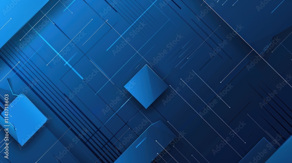 Poster abstract blue geometric background with lines and shapes for digital design.
