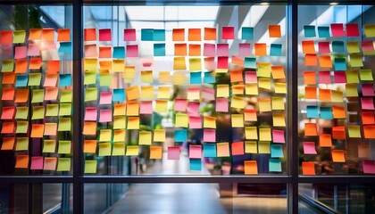 A Wall of Possibilities: Colorful Notes Shaping Future Plans Generated image