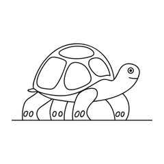 Turtle cartoon coloring page vector isolated on white background.