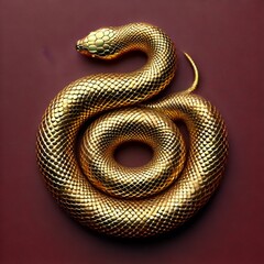 Obraz premium Golden snake on a maroon