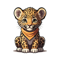 Leopard Sitting kawaii vector A leopard with the word cheetah on it illustration