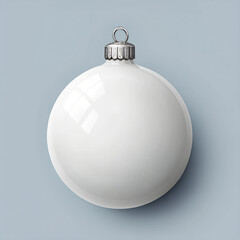 White Christmas bauble mockup on light gray background, blank design