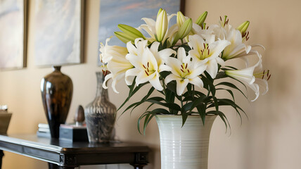 Lilac flowers are blooming beautifully in the garden and in the vase in the living room.