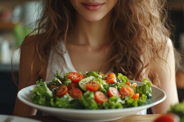 woman eating salad