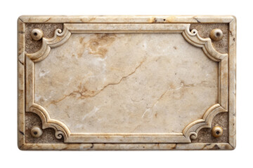Fototapeta premium Vintage Stone Nameplate With Ornamental Corners Isolated on Transparent Background