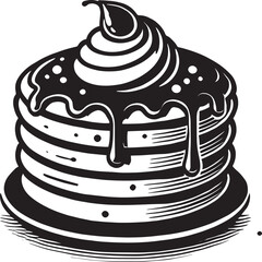 Delicious pancake silhouette vector illustration isolated on a white background