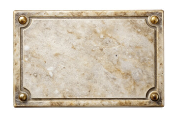 Fototapeta premium Vintage Stone Nameplate With Ornamental Corners Isolated on Transparent Background