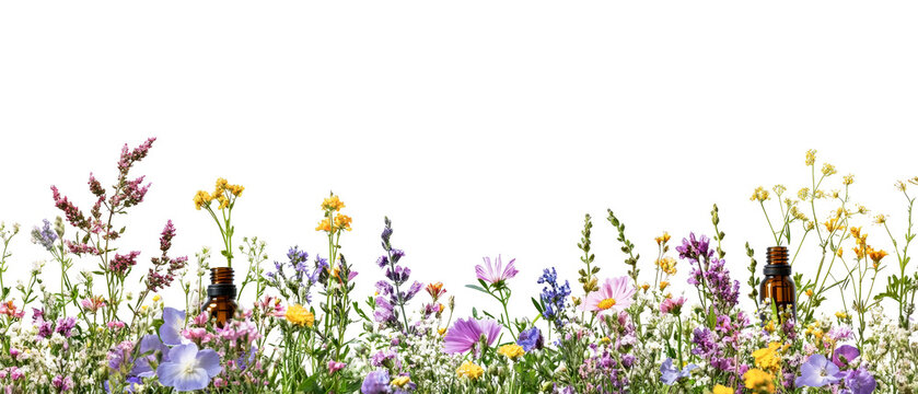 Natural remedy bliss created with essential oils and wildflowers for holistic wellness and herbal care