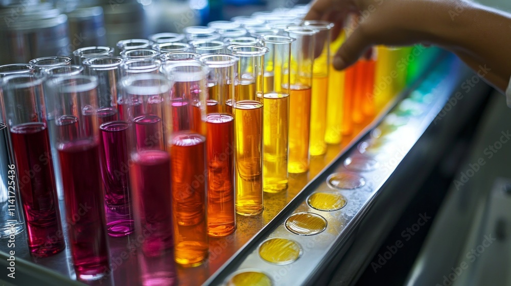 Poster a person is reaching into a row of test tubes