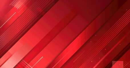 Obraz premium Abstract red background with diagonal lines and geometric shapes for design purposes.