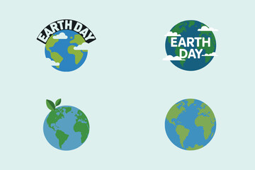 Set of Planet Earth icon Earth day flat symbol