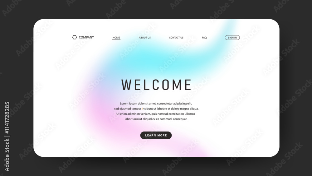 Poster abstract wave futuristic design of landing page. retro gradient mesh website design