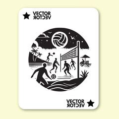 black design art of man or girl playing volly in style