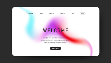 Abstract wave futuristic design of landing page. retro gradient mesh website design	