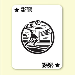 black design art of man or girl playing volly in style