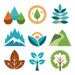 Natural elements collections for business branding in white background