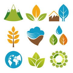 Natural elements collections for business branding in white background