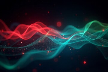Obraz premium Abstract Wave Pattern. Red and green neon waves with a black background.