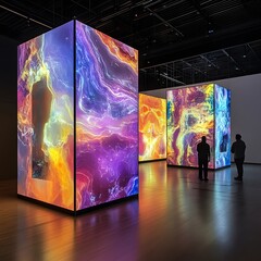 Colorful 3D Render of TV and Laptop