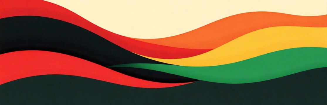 Minimalist abstract wave design with symbolic colors, Black History Month concept
