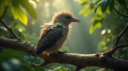 Close-up of a Black-hooded Drongo perched on a branch, Generative AI