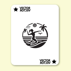 black design art of man or girl playing volly in style