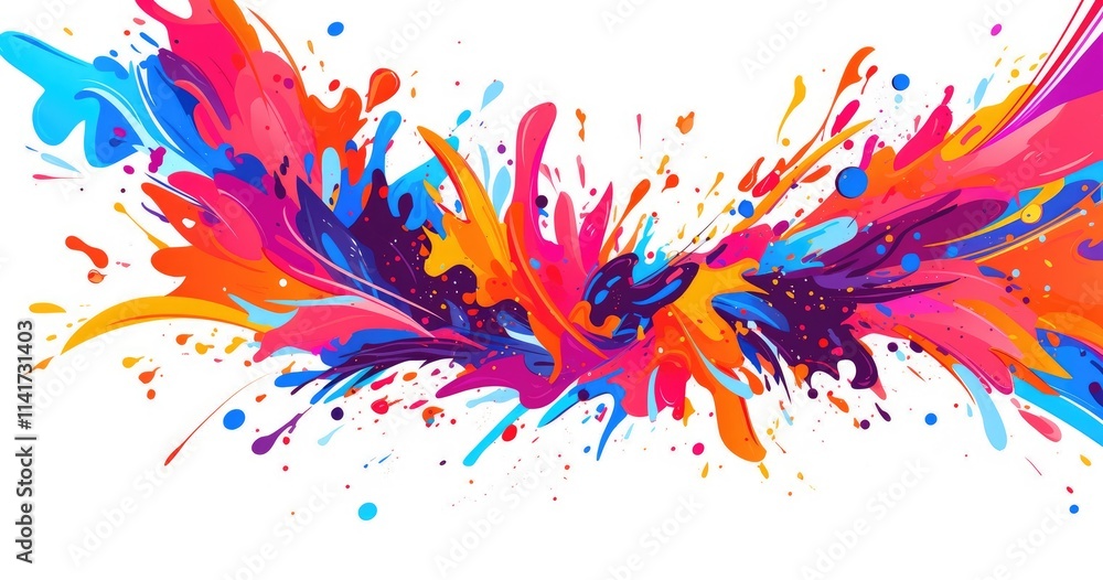 Poster a vibrant splash of colors creating an energetic and dynamic abstract design.