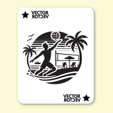 black design art of man or girl playing volly in style