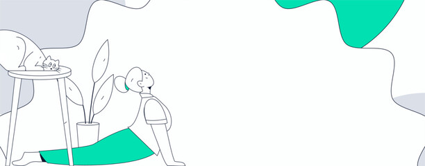 Home indoor character scene flat vector concept operation hand drawn illustration
