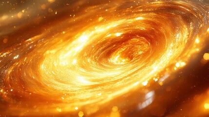 A swirling golden galaxy, depicting cosmic beauty and wonder.