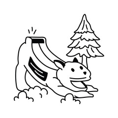 A hand drawn icon of a lion shaped slide in a playful outdoor setting