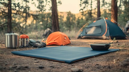 Foldable camping mat spread.