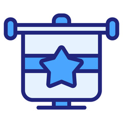 Flag filled outline blue style icon