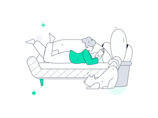 Home indoor character scene flat vector concept operation hand drawn illustration
