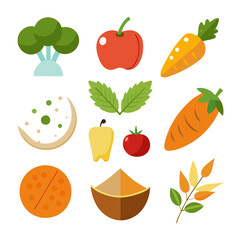 Natural food elements collections for business branding in white background