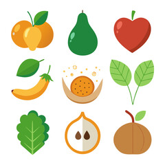 Natural food elements collections for business branding in white background