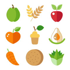 Natural food elements collections for business branding in white background