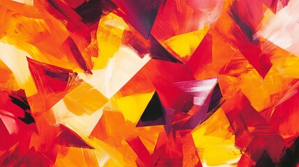 Vibrant Abstract Art, Bold Geometric Shapes, Bright Red Yellow