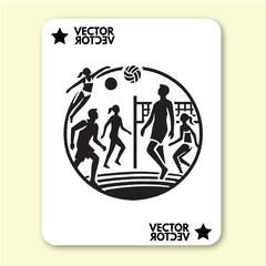 black design art of man or girl playing volly in style