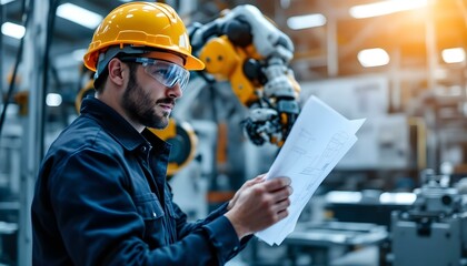 An engineer working with a machine, focused on the task at hand, in a workshop or industrial setting.