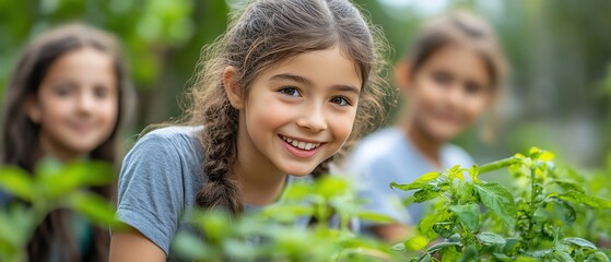 Sustainable education focused on environmental knowledge, ecofriendly practices, students learning about ecology in a green classroom, promoting a better future for the planet