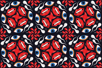 Eyes And Lips Pattern Seamless Pattern