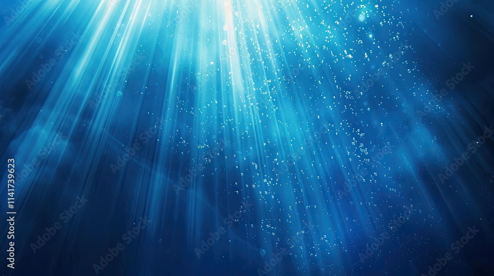 Aufkleber a serene underwater scene with light rays and bubbles creating a tranquil atmosphere.